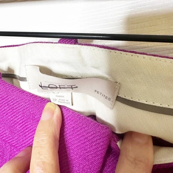 LOFT Magenta Wool Blend Tailored Career Dress Pants Womens Size 8 Petite‎ - Picture 2 of 5